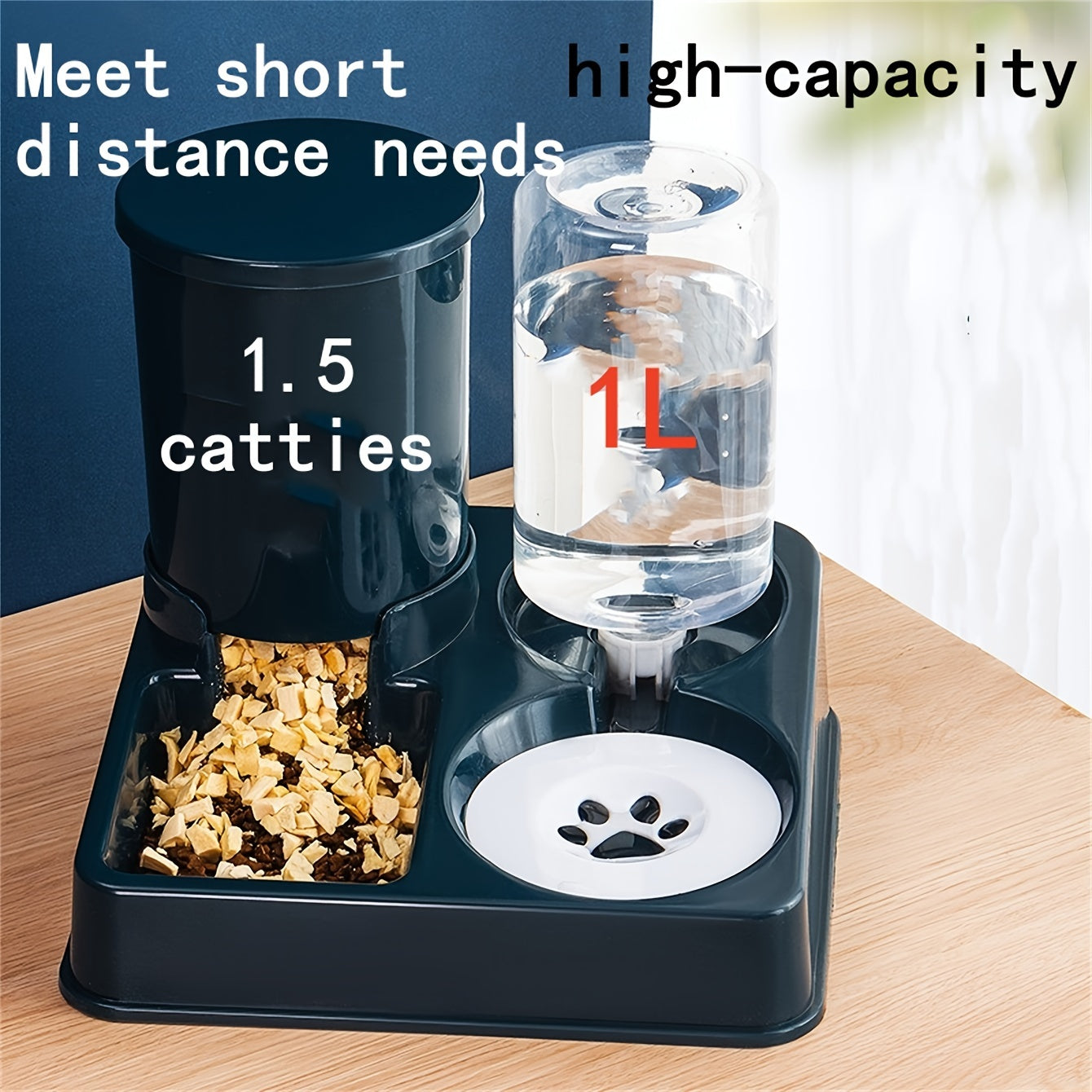 Dual Bowl Automatic Cat Feeder with Water Dispenser - Modern Pet Feeding Station for Cats and Small Dogs, Hygienic Design, Convenient Food and Water Dispensing, Ergonomic and Stylish Home Decor, Dog Food Bowl | Sleek Pet Feed