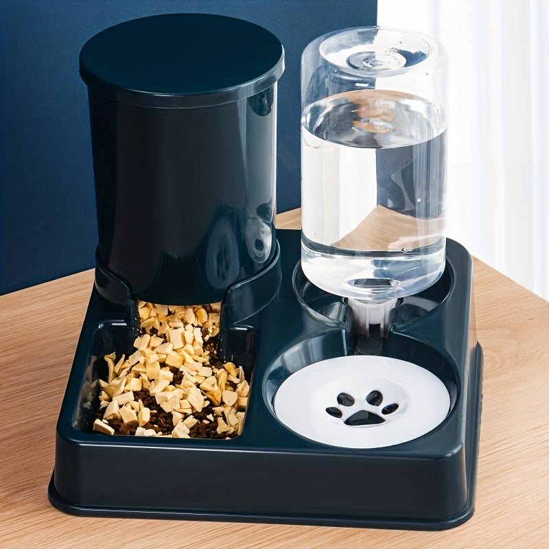 Dual Bowl Automatic Cat Feeder with Water Dispenser - Modern Pet Feeding Station for Cats and Small Dogs, Hygienic Design, Convenient Food and Water Dispensing, Ergonomic and Stylish Home Decor, Dog Food Bowl | Sleek Pet Feed