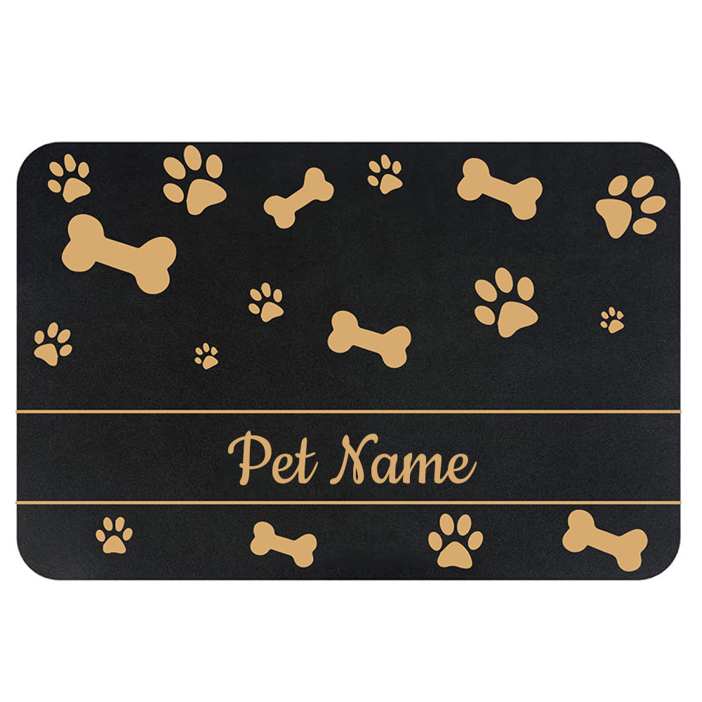 Personalized Dog Cat Food Mat PU Non-Slip at The Bottom Dog Bowl Mat Dog Mat for Food and Water Custom Pet Dog Food Mats for Floors Waterproof
