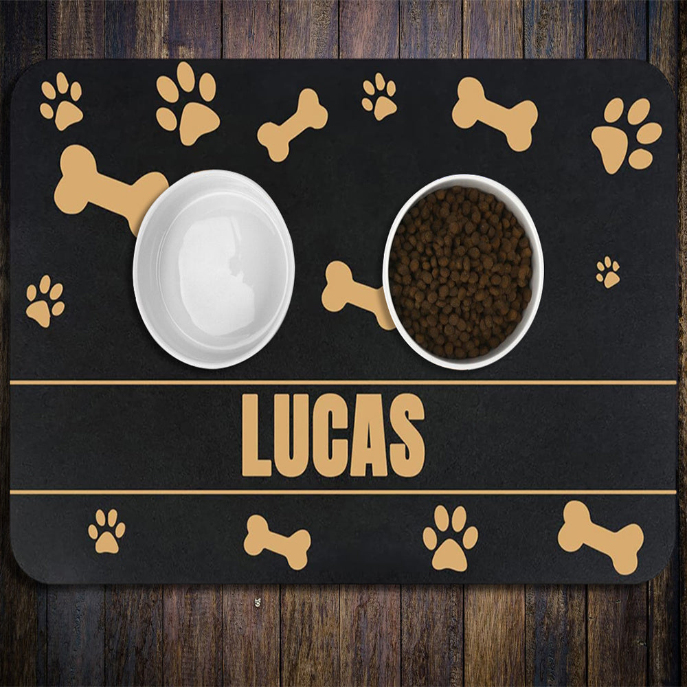 Personalized Dog Cat Food Mat PU Non-Slip at The Bottom Dog Bowl Mat Dog Mat for Food and Water Custom Pet Dog Food Mats for Floors Waterproof