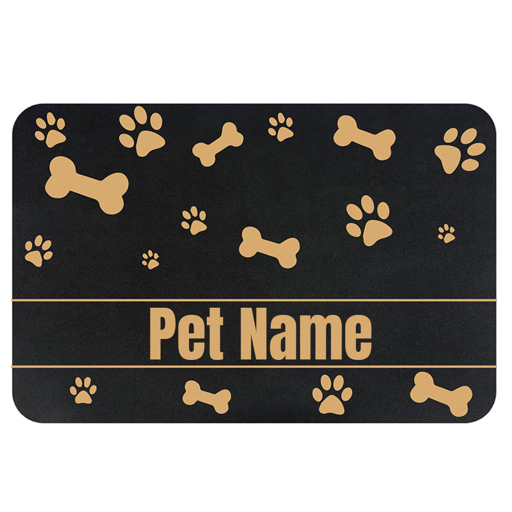 Personalized Dog Cat Food Mat PU Non-Slip at The Bottom Dog Bowl Mat Dog Mat for Food and Water Custom Pet Dog Food Mats for Floors Waterproof