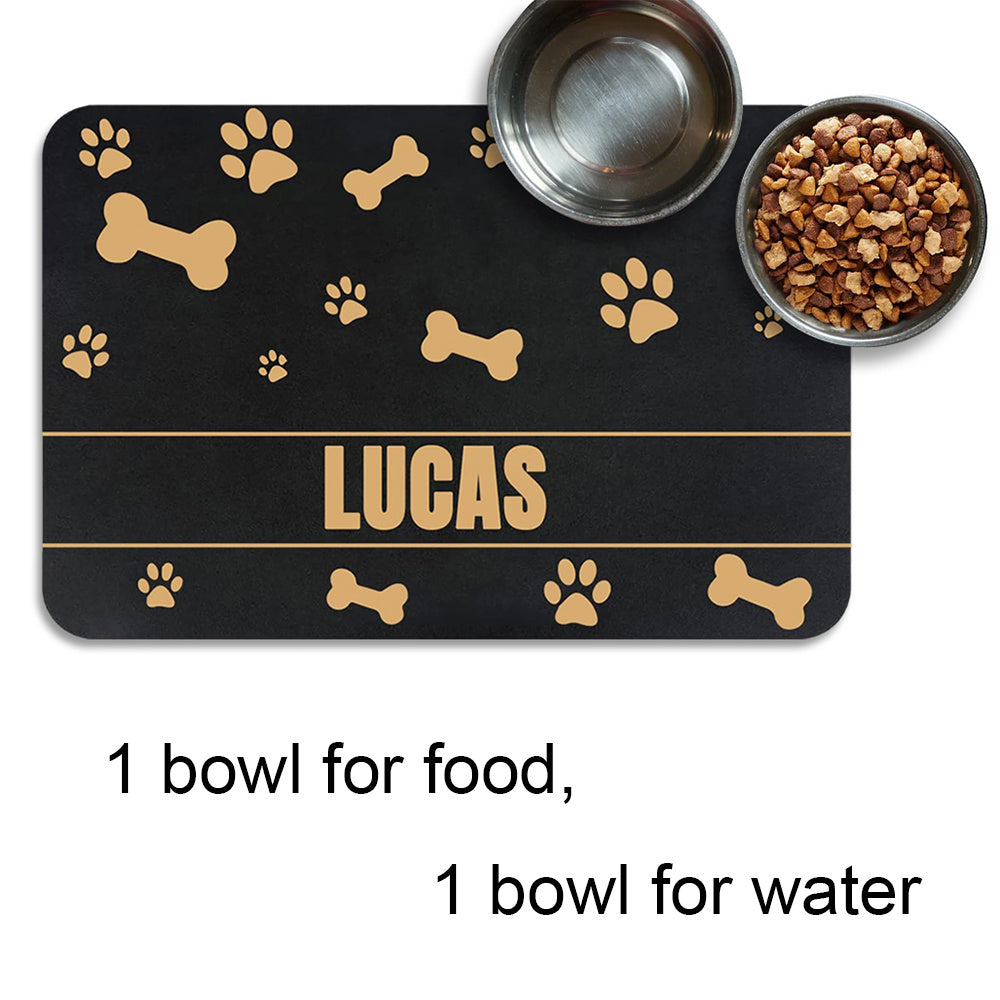 Personalized Dog Cat Food Mat PU Non-Slip at The Bottom Dog Bowl Mat Dog Mat for Food and Water Custom Pet Dog Food Mats for Floors Waterproof