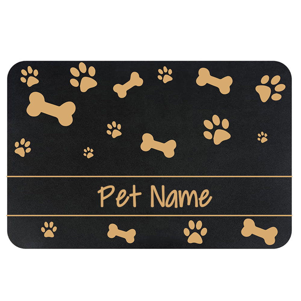 Personalized Dog Cat Food Mat PU Non-Slip at The Bottom Dog Bowl Mat Dog Mat for Food and Water Custom Pet Dog Food Mats for Floors Waterproof