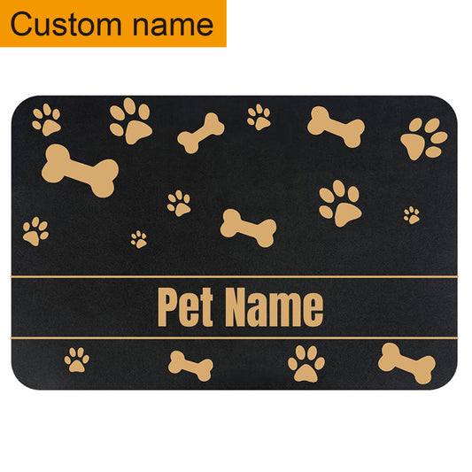 Personalized Dog Cat Food Mat PU Non-Slip at The Bottom Dog Bowl Mat Dog Mat for Food and Water Custom Pet Dog Food Mats for Floors Waterproof