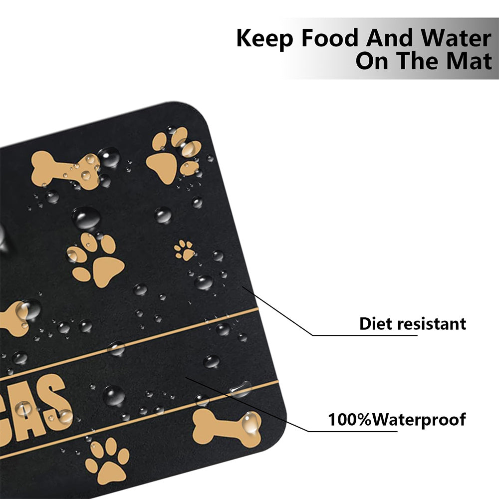 Personalized Dog Cat Food Mat PU Non-Slip at The Bottom Dog Bowl Mat Dog Mat for Food and Water Custom Pet Dog Food Mats for Floors Waterproof