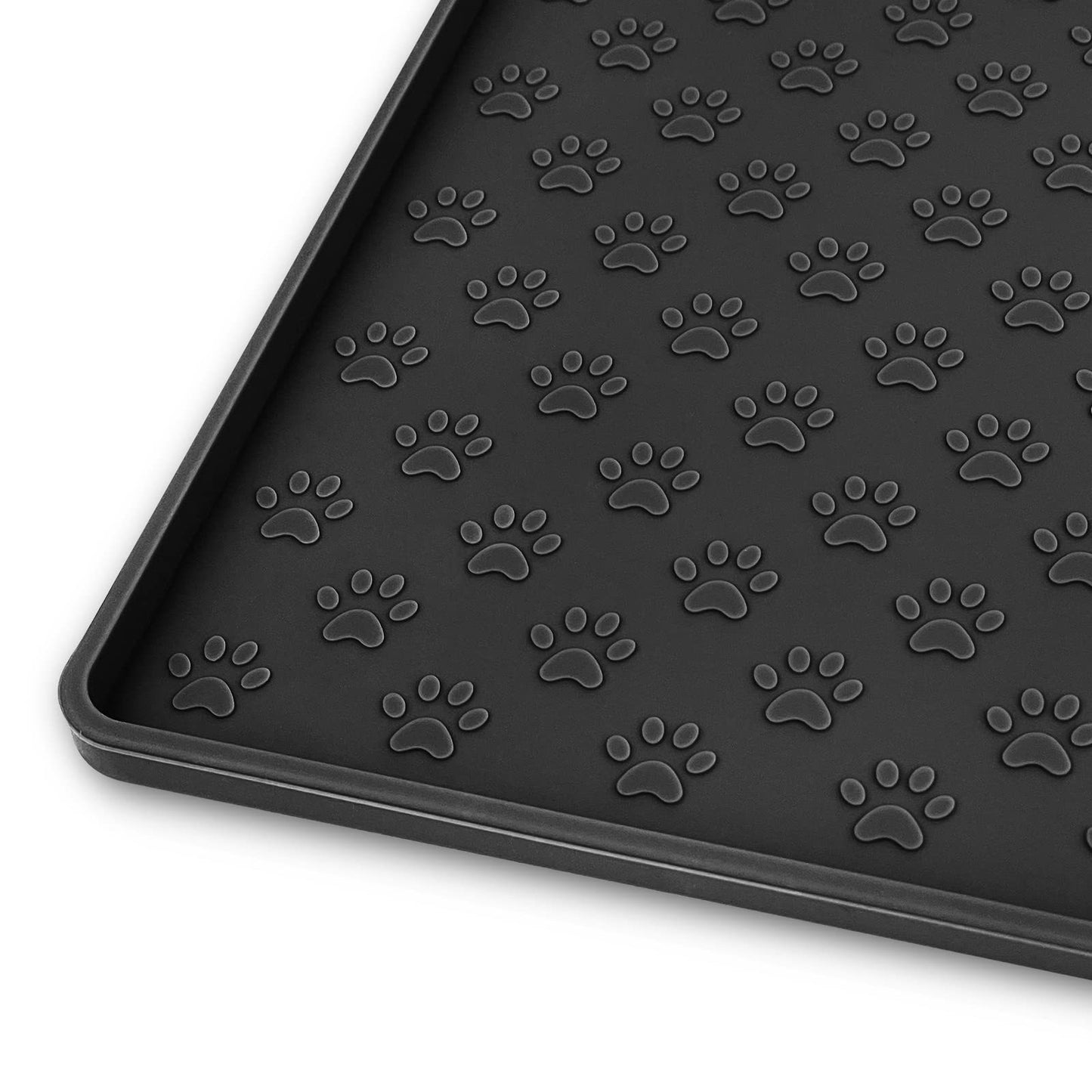 Dog Feeding Mat, Paw Print Silicone Dog Food And Water Bowl Mat Anti-Overflow Dog Food Mat Pet Placemat With Raised Edge