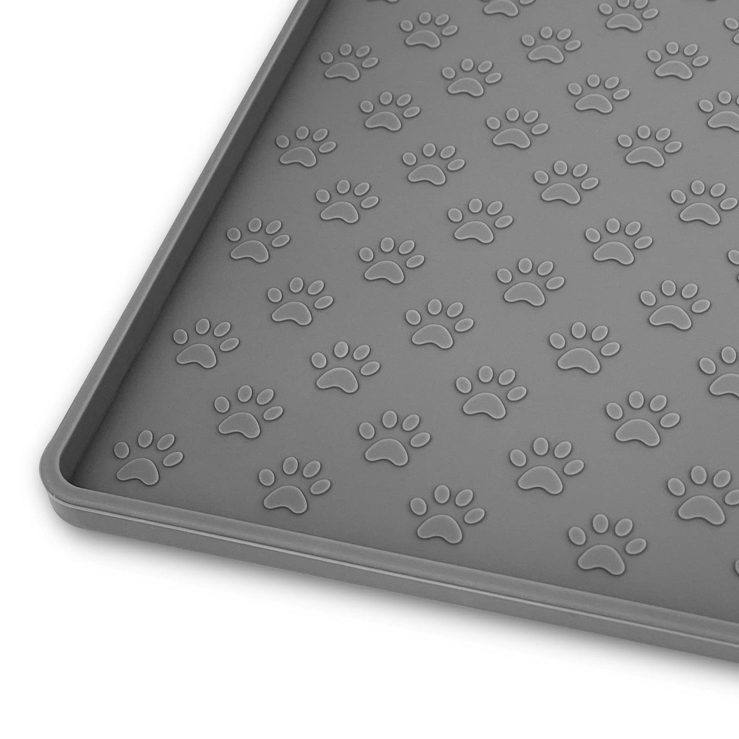 Dog Feeding Mat, Paw Print Silicone Dog Food And Water Bowl Mat Anti-Overflow Dog Food Mat Pet Placemat With Raised Edge