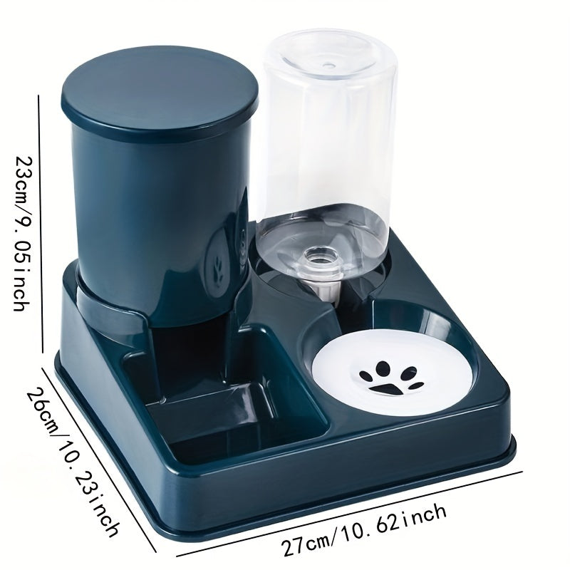 Dual Bowl Automatic Cat Feeder with Water Dispenser - Modern Pet Feeding Station for Cats and Small Dogs, Hygienic Design, Convenient Food and Water Dispensing, Ergonomic and Stylish Home Decor, Dog Food Bowl | Sleek Pet Feed