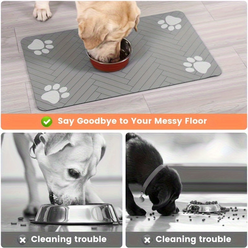 1pc Large Waterproof Absorbent Dog Food Mat, Non-slip Durable Pet Food Mat, S 13.78inx19.69in, M 17.75inx23.62in, Suitable For Medium And Large Dogs