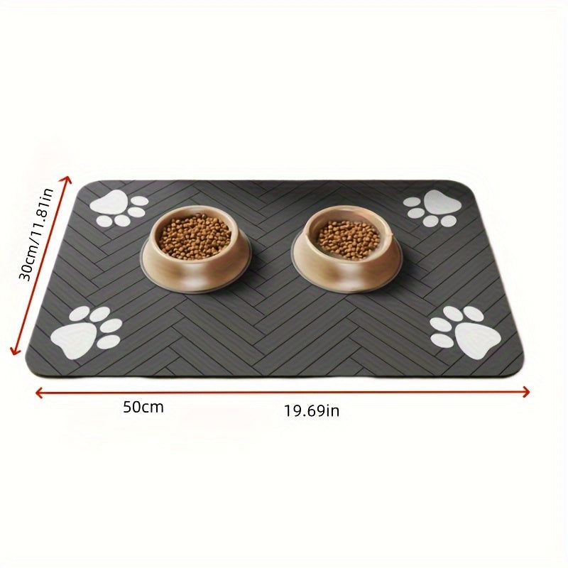 1pc Large Waterproof Absorbent Dog Food Mat, Non-slip Durable Pet Food Mat, S 13.78inx19.69in, M 17.75inx23.62in, Suitable For Medium And Large Dogs