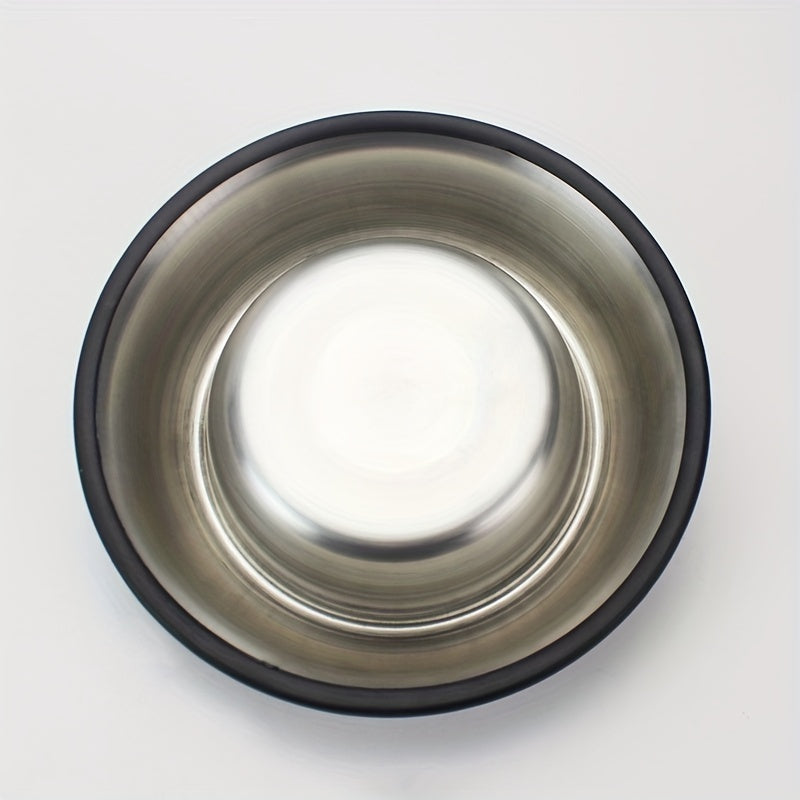 1pc Stainless Steel Dog Bowl, Durable Drop Resistant Dog Food Bowl Drinking Basin With Non-slip Base