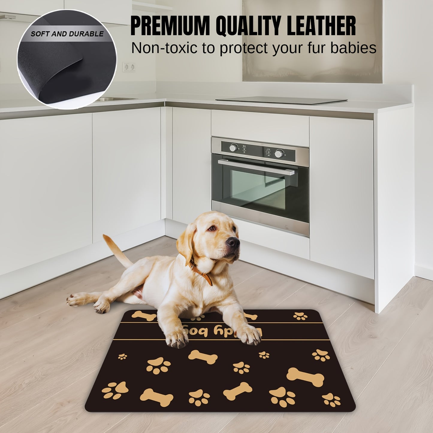 Personalized Dog Cat Food Mat PU Non-Slip at The Bottom Dog Bowl Mat Dog Mat for Food and Water Custom Pet Dog Food Mats for Floors Waterproof