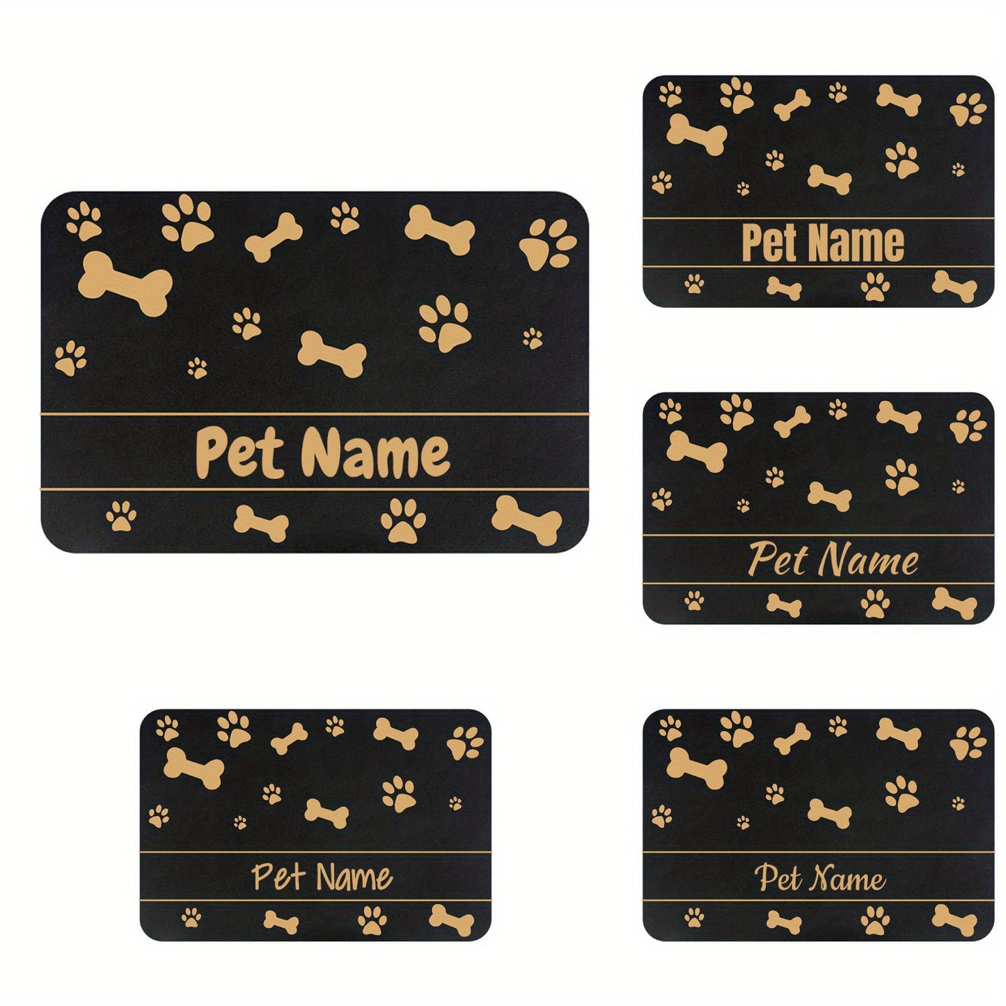 Personalized Dog Cat Food Mat PU Non-Slip at The Bottom Dog Bowl Mat Dog Mat for Food and Water Custom Pet Dog Food Mats for Floors Waterproof