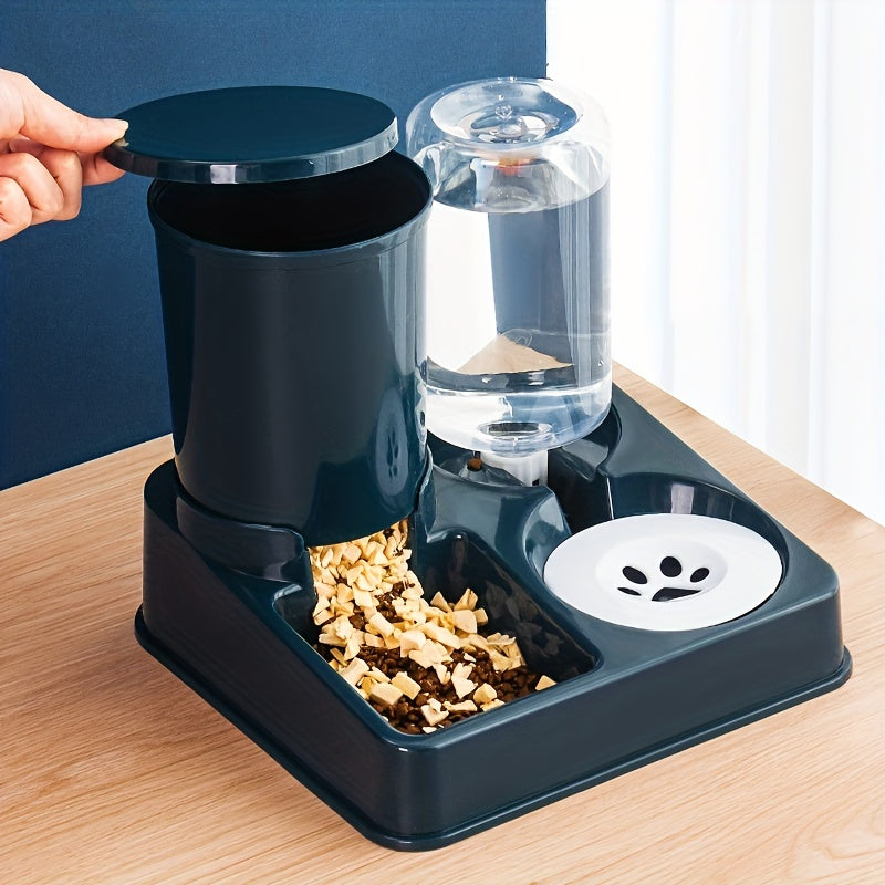 Dual Bowl Automatic Cat Feeder with Water Dispenser - Modern Pet Feeding Station for Cats and Small Dogs, Hygienic Design, Convenient Food and Water Dispensing, Ergonomic and Stylish Home Decor, Dog Food Bowl | Sleek Pet Feed