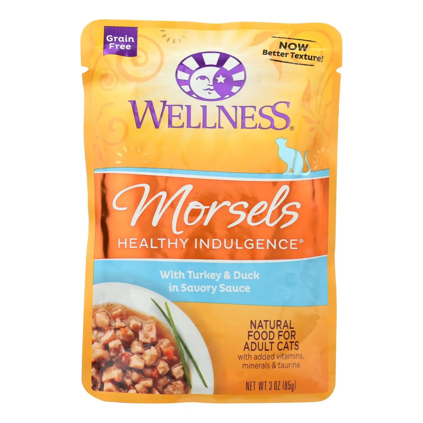 UD_Wellness Wet Cat Food 3 Oz. Morsels with Turkey and Duck in Savory Sauce Case of 24-for Pet Wellness