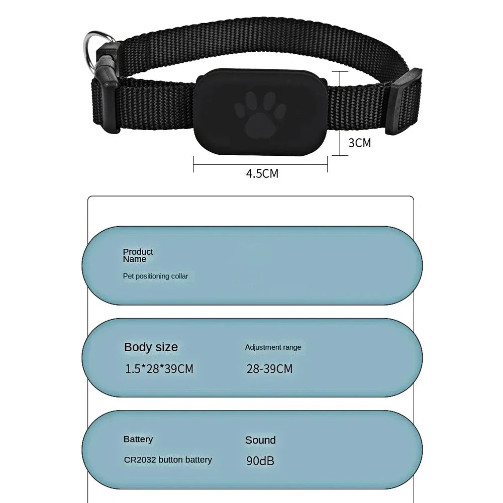 Pet GPS Tracker For iOS/Android w/Adjustable Collar Waterproof Smart Global Locator Tracker Anti-Lost Pet Locator for Dogs &amp; Cat