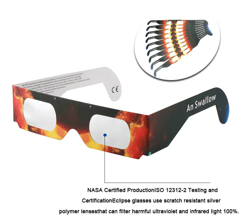 USA Warehouse Paper Solar Eclipse Glasses Safe Observation Sunglasses Eye Protection UV Protection