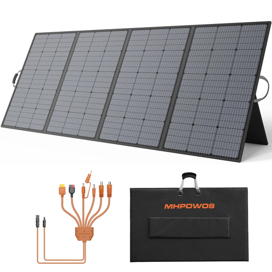 MHPOWOS 400W Portable Solar Panel, Lightweight Foldable Solar Panels with an Adjustable Kickstand, IP67 Waterproof Solar Charger
