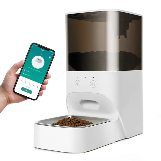 Timed Automatic Cat Feeder APP Control Dog Food Dispenser Stainless Steel Lock Lid 30S Voice Recorder 4L Programmable Pet Feeder