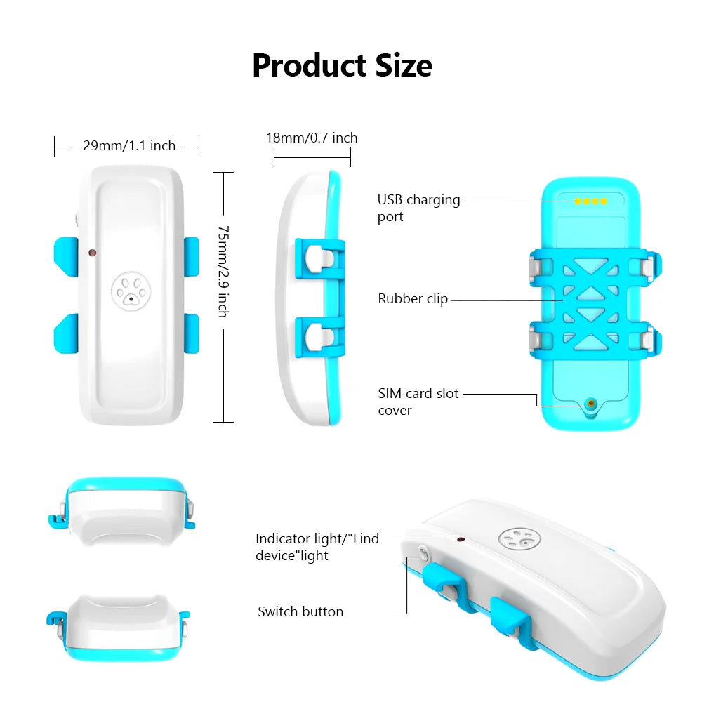 4G Pet GPS Tracker Realtime Tracking Dog Cat Animal Finder TKSTAR LTE GSM GPS Locator Crawler Geo-fence Free APP