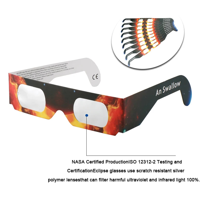 USA Warehouse Paper Solar Eclipse Glasses Safe Observation Sunglasses Eye Protection UV Protection