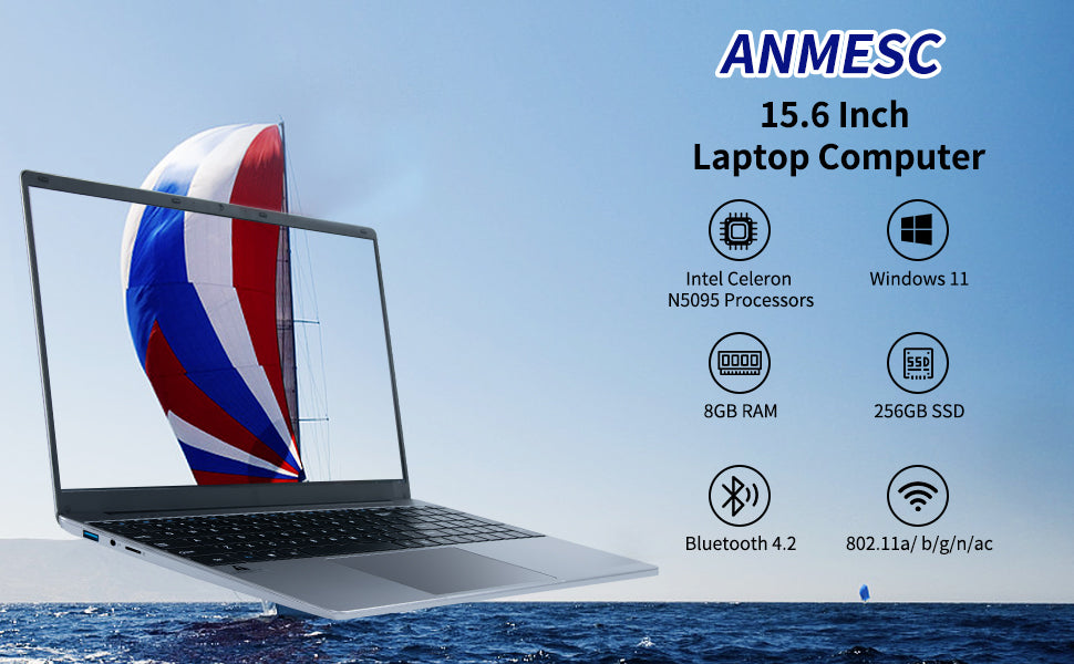 Notebook 15.6 Inch Laptop Windows 11 1366*768 Cheap Portable Intel Celeron N5095 Quad-Core Processors Laptop 8 RAM 256GB ROM