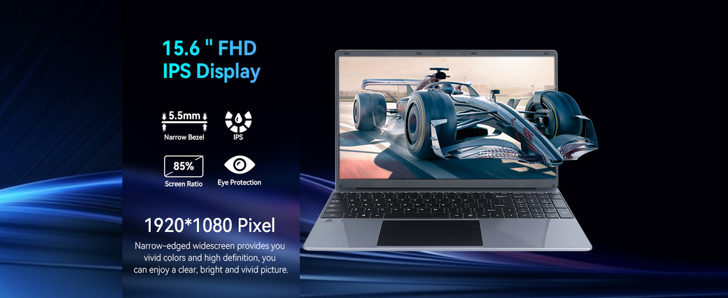 15.6 Inch Laptop Windows 11 Notebook 16G RAM 512GB SSD Quad-Core Intel Celeron N5095 Processors 1080P IPS FHD Laptop Computer